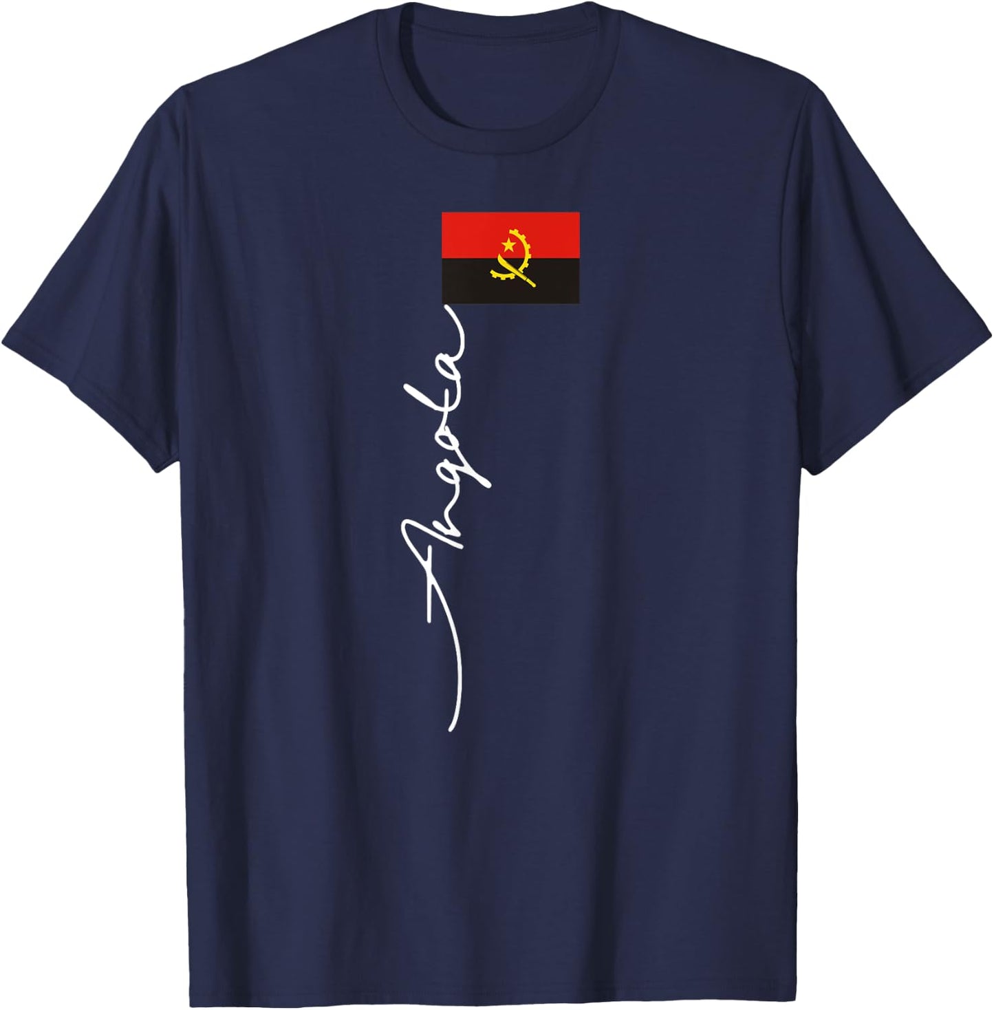Angola Signature Flag Pole Patriotic Design T-Shirt - T-Shirt | Navy