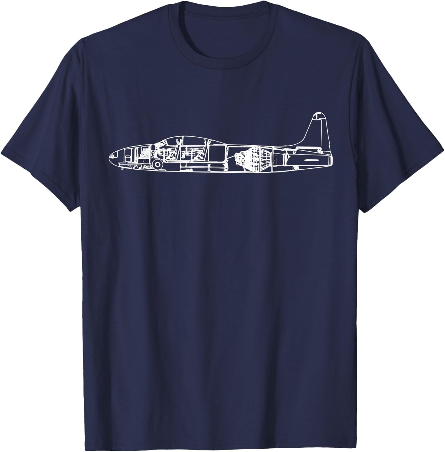 T-33 Plane Warbird Blueprint Schematics Diagram T-Shirt - T-Shirt | Navy