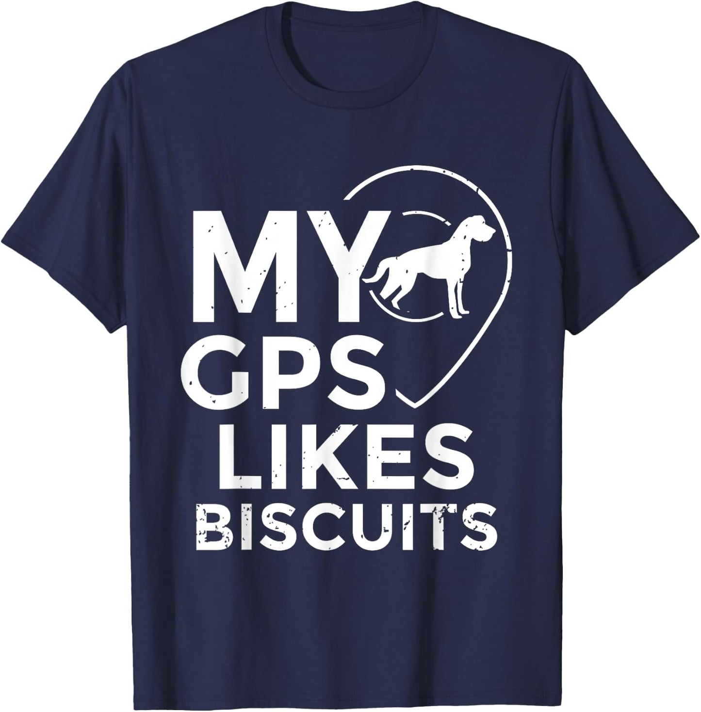 Blind Humor GPS Biscuits Blind Life Guide Dog Training Women Girls Kids T-Shirt - T-Shirt | Navy