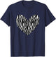 Zebra Pattern Black & White Heart / Exotic Animal Print T-Shirt - T-Shirt | Navy