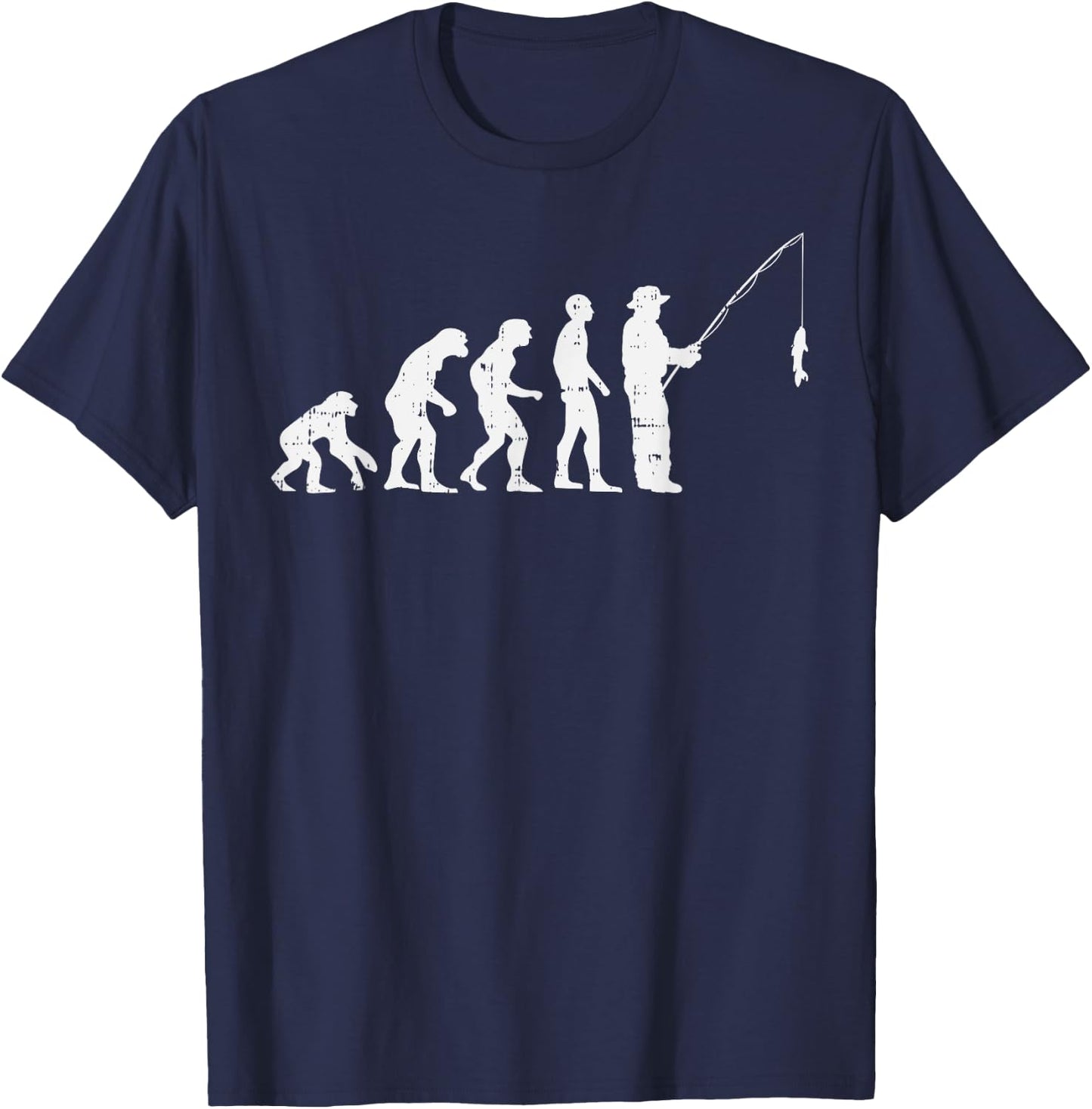 Evolution Of Man Fishing Funny Angling Fisherman Angler Gift T-Shirt - T-Shirt | Navy