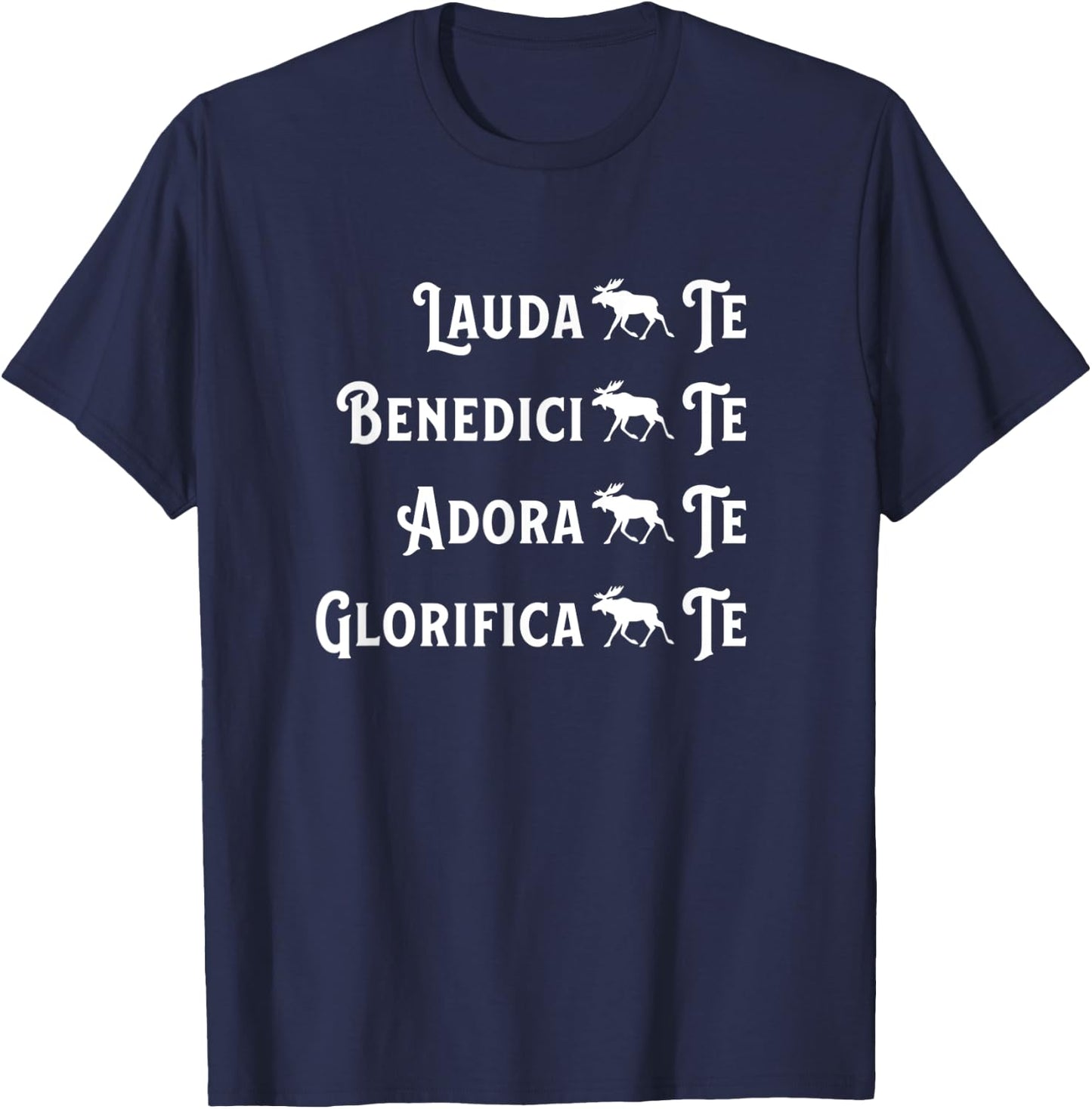 Yolkey Adult Classic Fit Modern Black Letter Print T-Shirt - T-Shirt | Navy