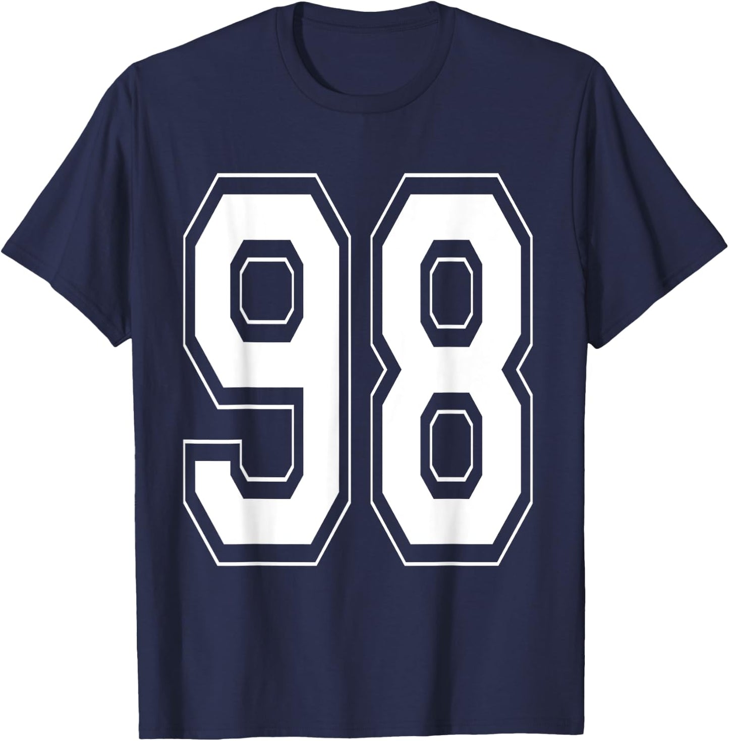 Number 98 Baseball Football Soccer Numbered Jersey T-Shirt - T-Shirt | Navy