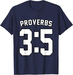 Proverbs 3:5 Sports Jersey Christian Motivation Apparel T-Shirt - T-Shirt | Navy