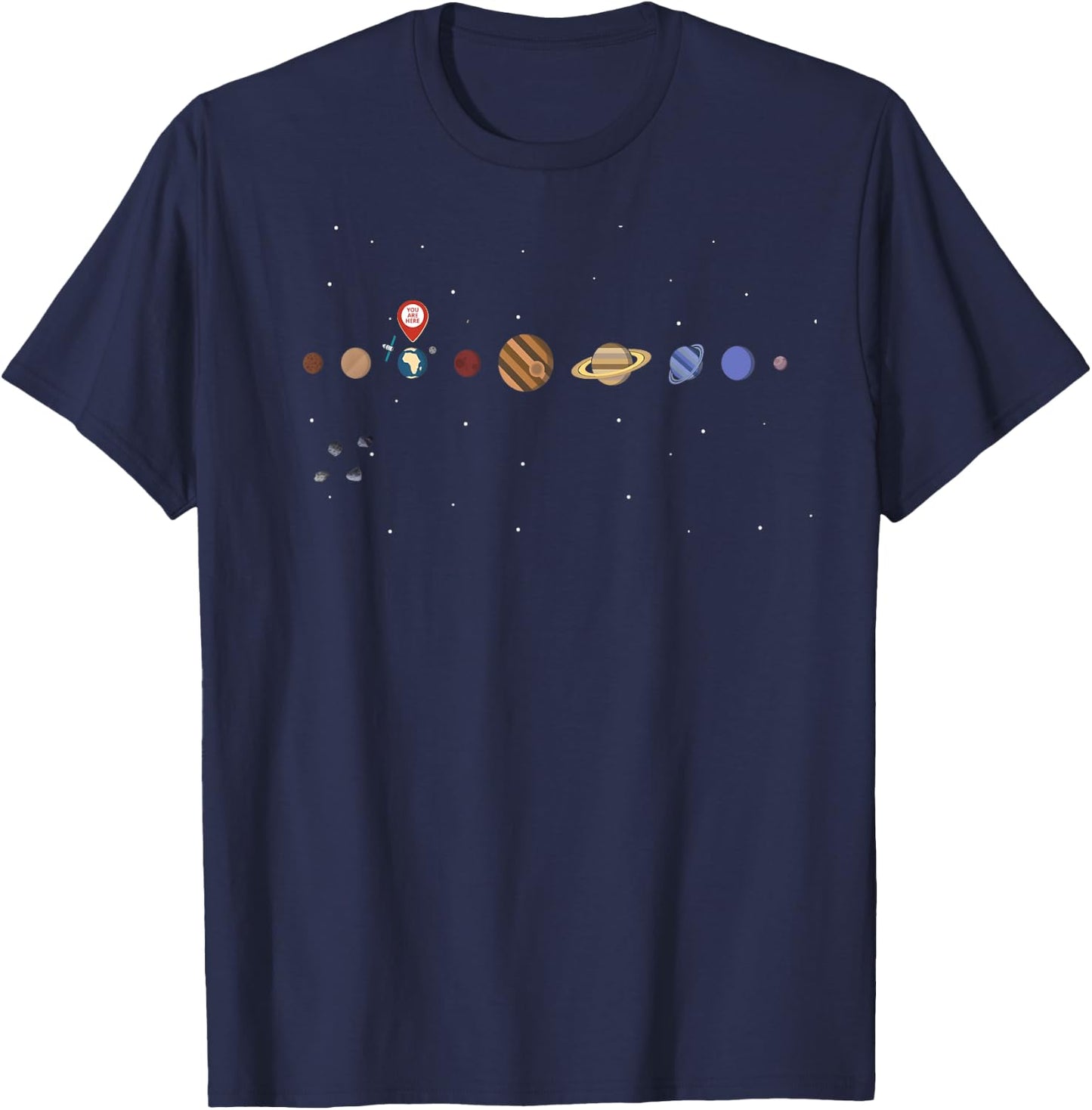 You Are Here | Funny Space Science Earth Graphic T-Shirt - T-Shirt | Navy