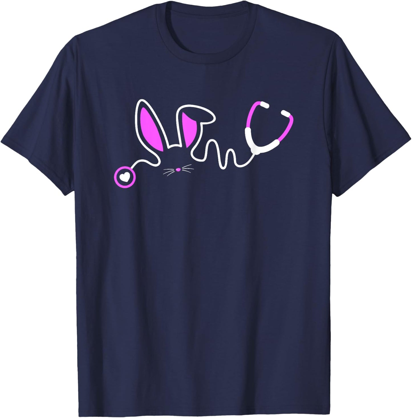 Stethoscope Easter Bunny T Shirt Nurse Doctor Egg Ears Funny T-Shirt - T-Shirt | Navy