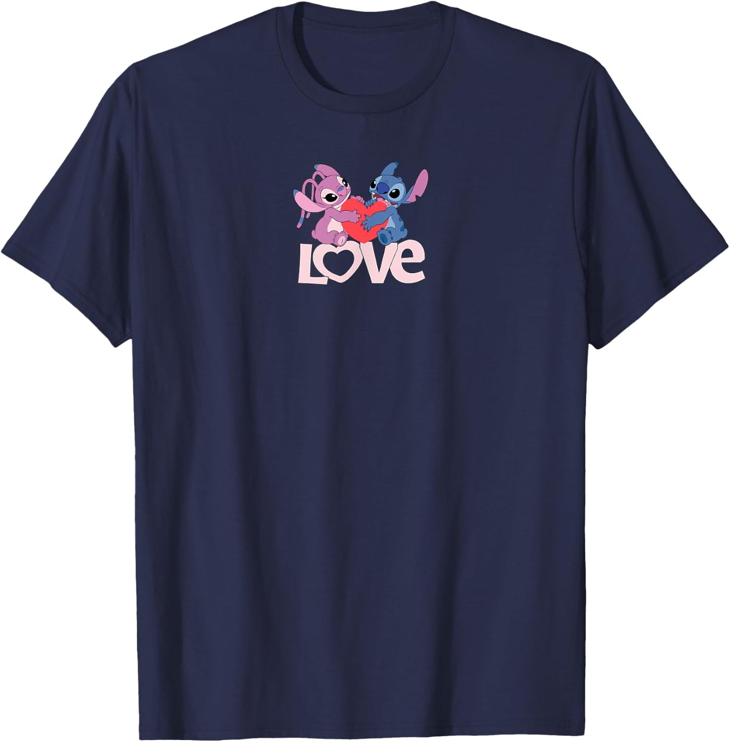 Amazon Essentials Stitch and Angel Love Valentine's Day T-Shirt - T-Shirt | Navy