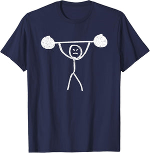 Gym Funny Fitness Stickman Weight Lifting Squat Men Women T-Shirt - T-Shirt | Navy