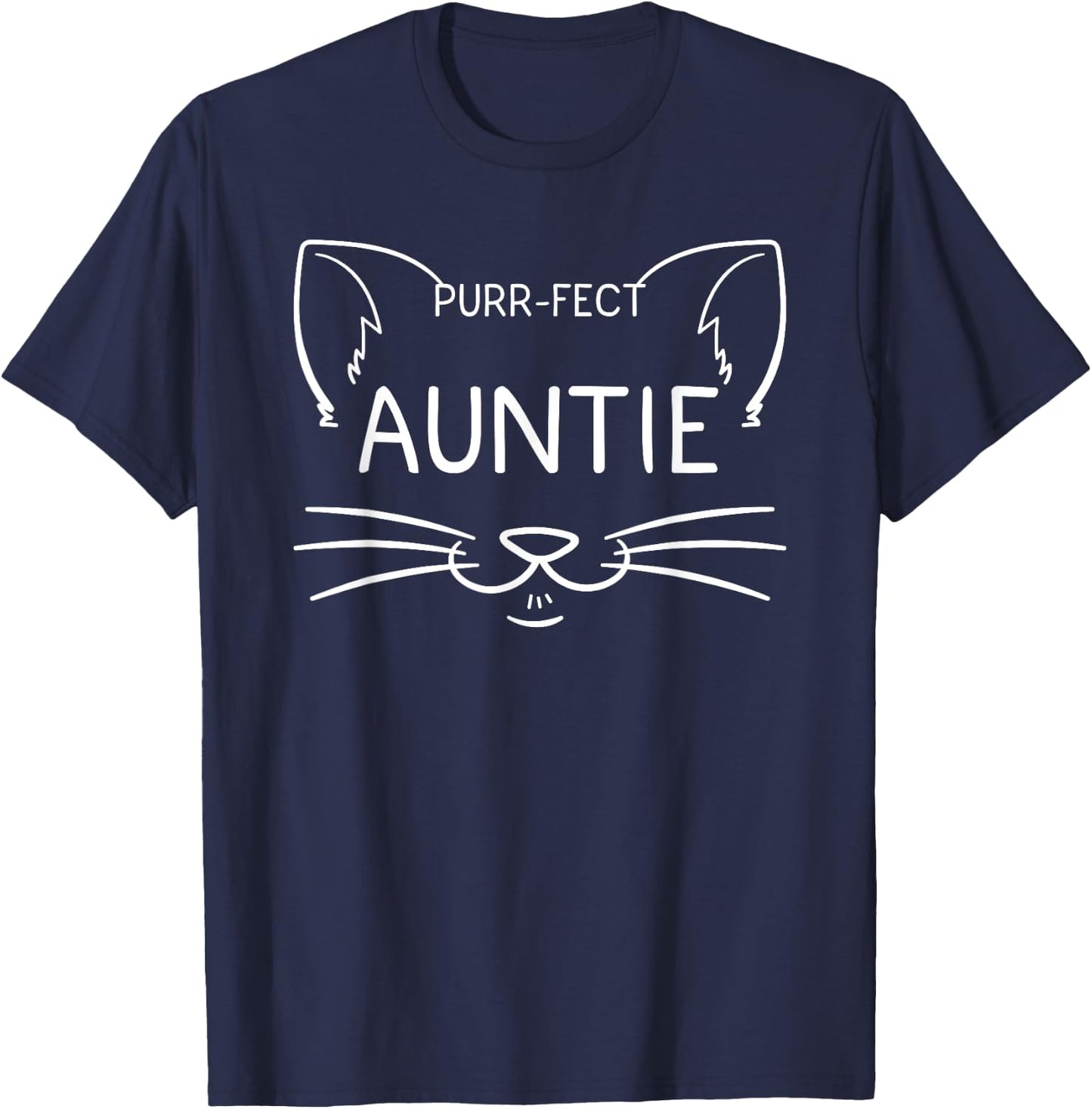 Purr-fect Auntie Funny Cat Lover Aunty Aunties Kitty Owner T-Shirt - T-Shirt | Navy