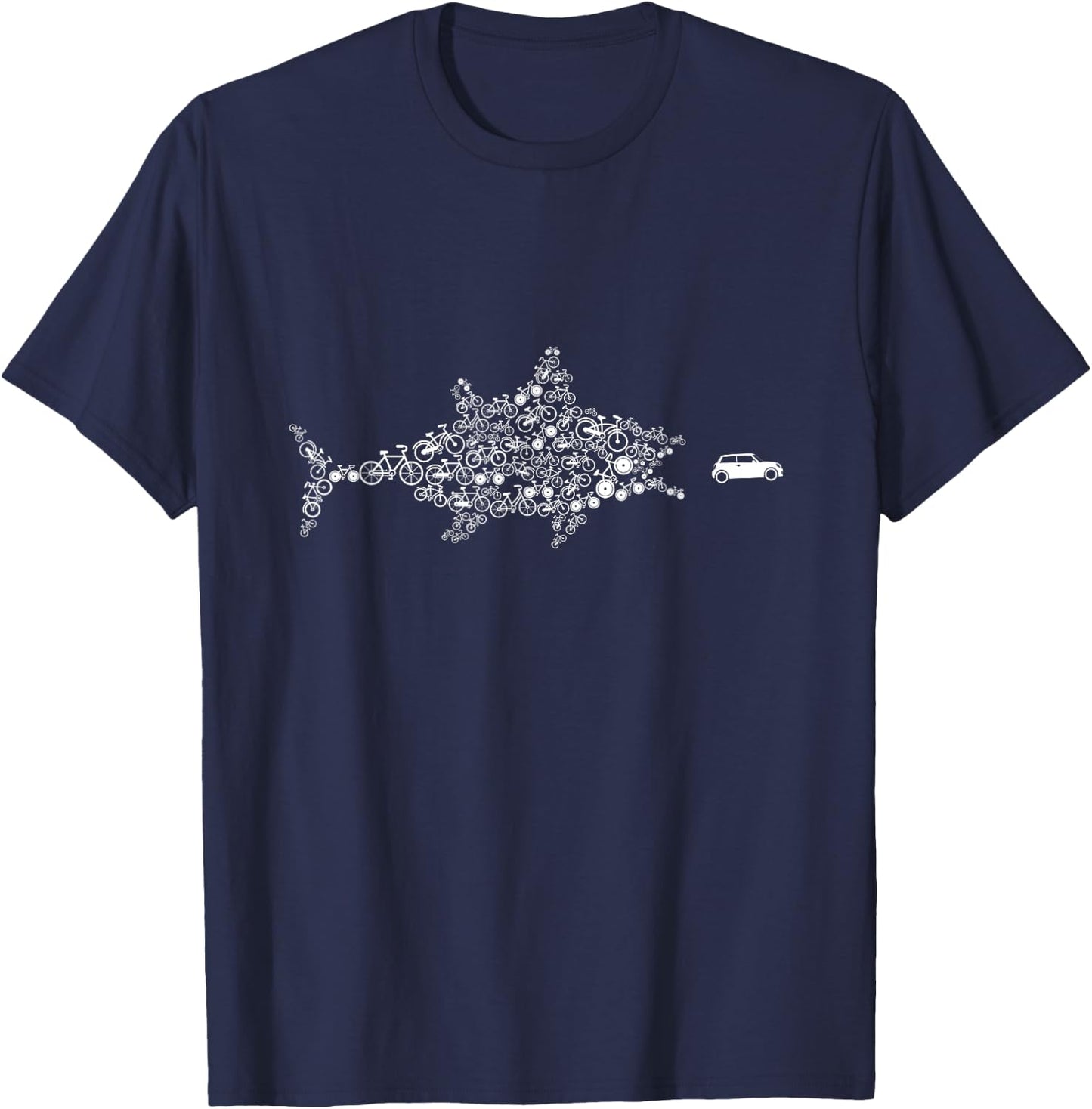 Bicycle Fish Car Biking Cycling Ride Bike Cyclist BMX Gift T-Shirt - T-Shirt | Navy