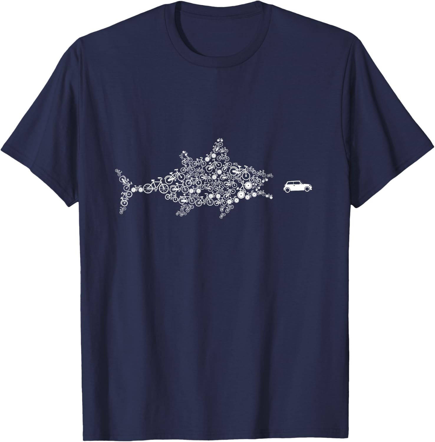 Bicycle Fish Car Biking Cycling Ride Bike Cyclist BMX Gift T-Shirt - T-Shirt | Navy
