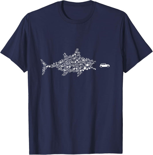 Bicycle Fish Car Biking Cycling Ride Bike Cyclist BMX Gift T-Shirt - T-Shirt | Navy