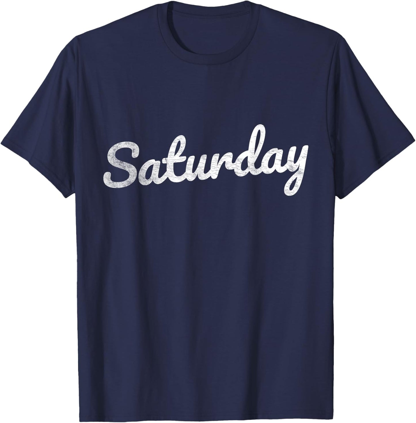 Saturday Distressed Fun Days of the Week Weekend T-Shirt - T-Shirt | Navy
