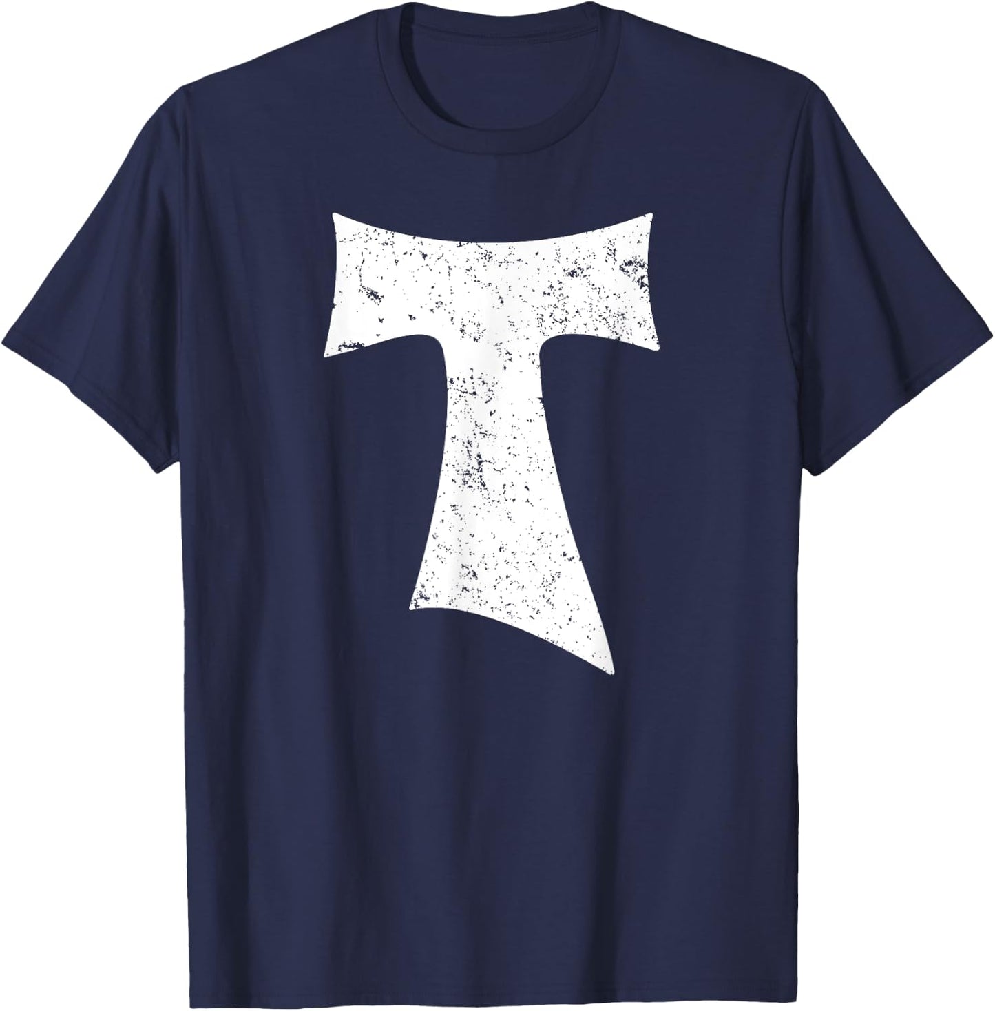 Tau Cross Franciscan Saint Anthony's Cross Catholic T-Shirt - T-Shirt | Navy