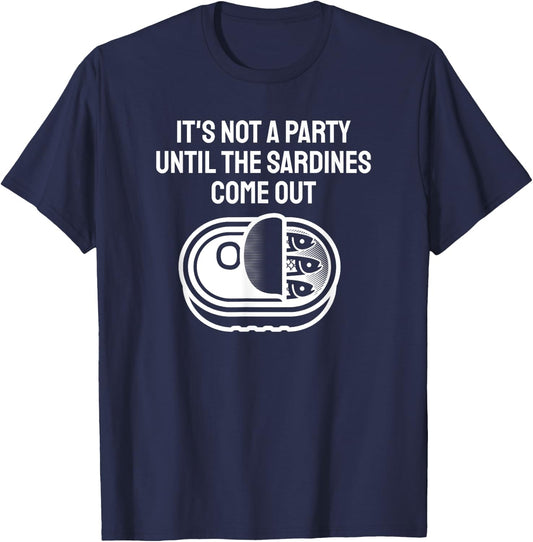 Funny Sardine Designs Black Party Fishing T-Shirt - T-Shirt | Navy