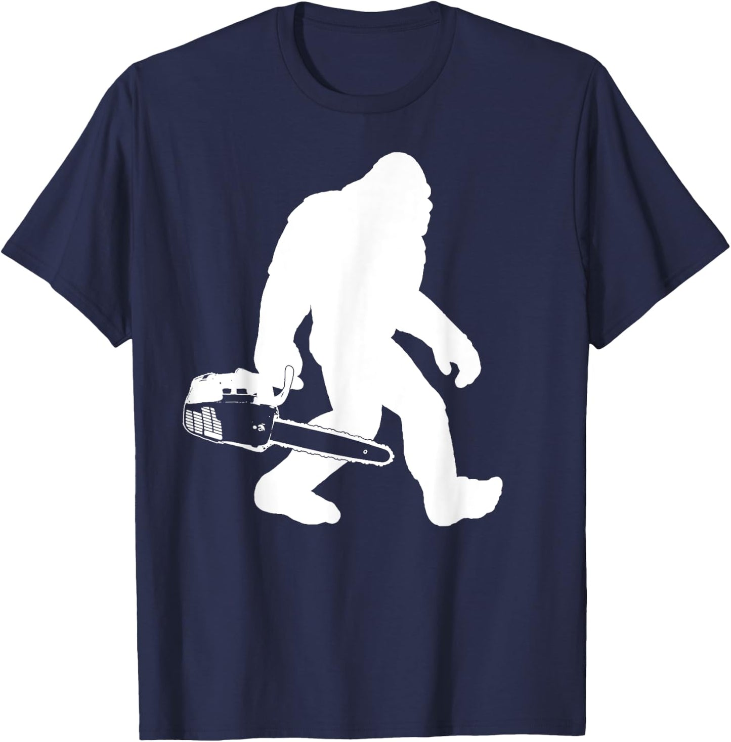 Lumberjack Bigfoot Chainsaw Sasquatch Logger Funny T-Shirt - T-Shirt | Navy