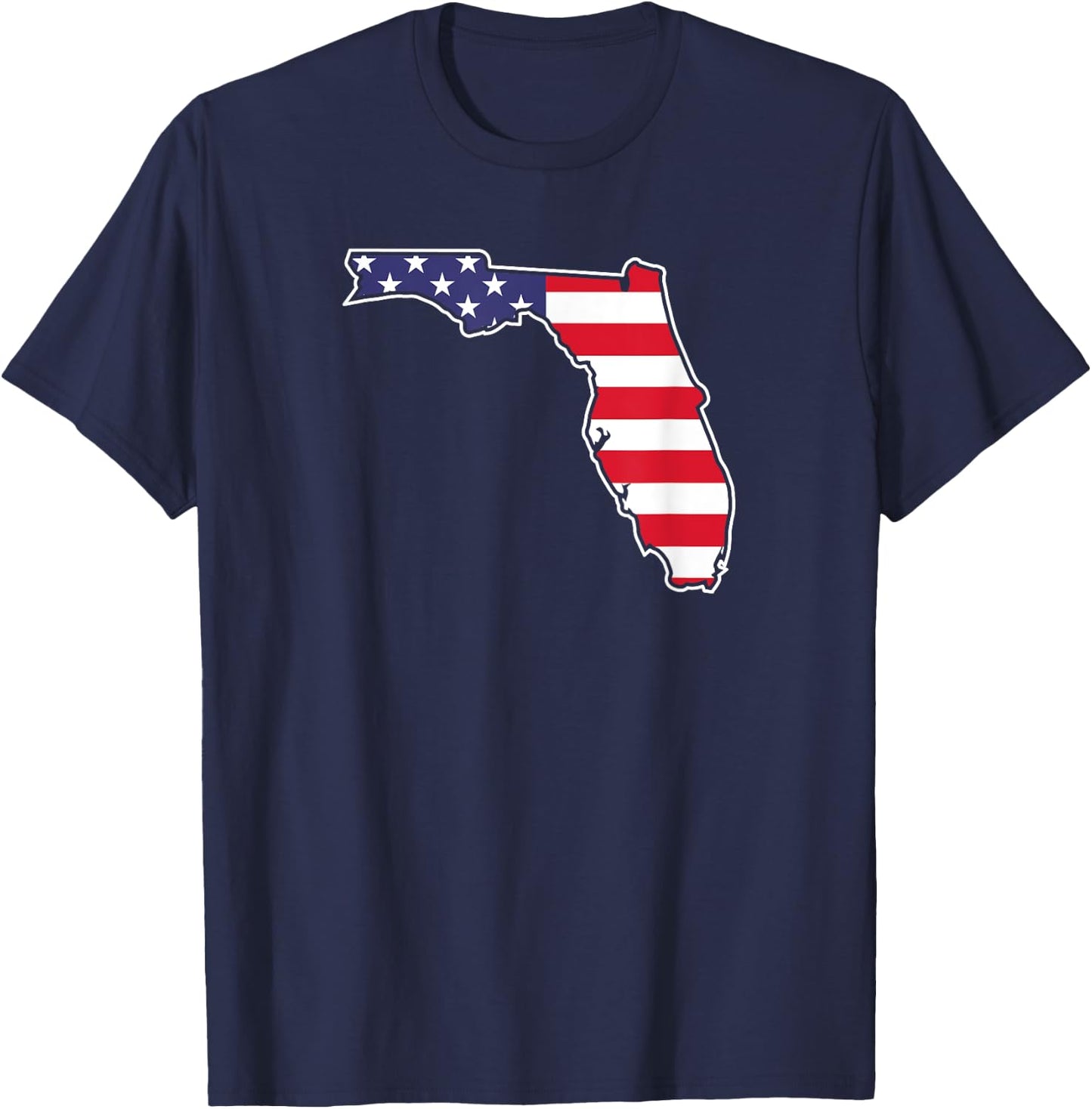 Florida USA Flag State Outline Patriotic American Women Kids Men T-Shirt - T-Shirt | Navy