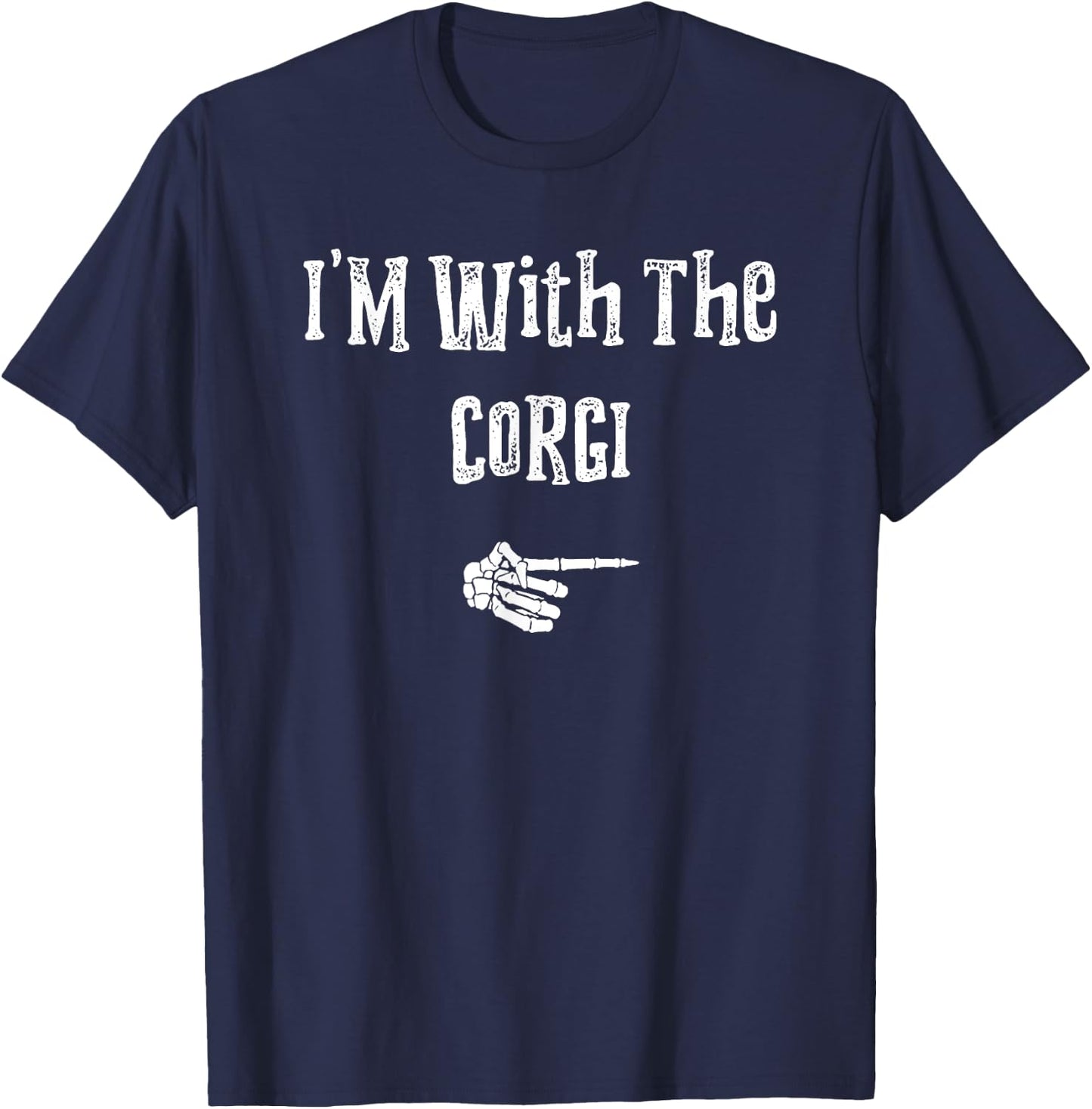 I'm With Corgi Dog Halloween Costume Funny Couples Matching T-Shirt - T-Shirt | Navy
