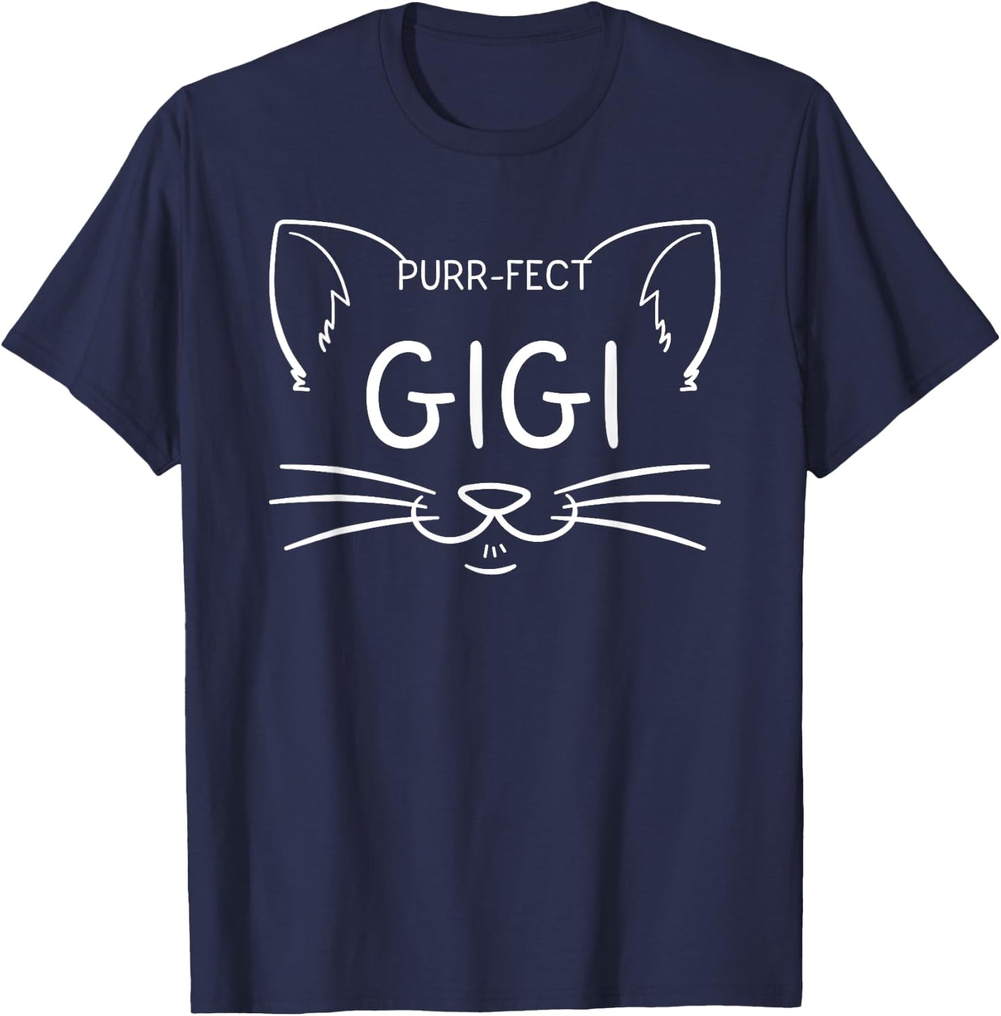 Purr-fect Gigi Funny Cat Lover Grandmother Kitty Owner Women Girls Kids T-Shirt - T-Shirt | Navy