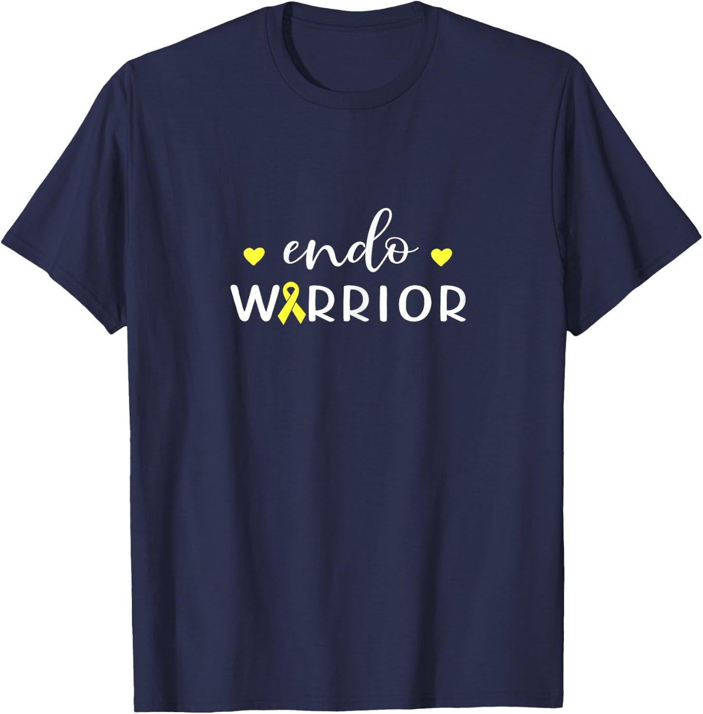 Endo Warrior Yellow Ribbon Endometriosis Awareness Month T-Shirt - T-Shirt | Navy