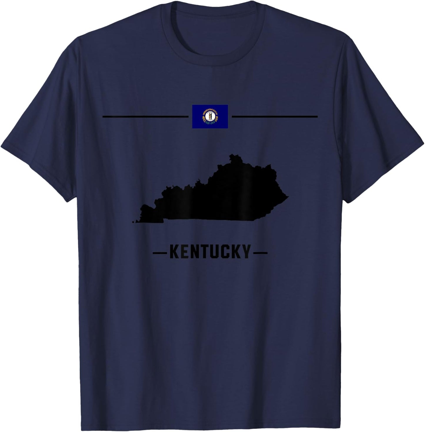 Flag of Kentucky with map and name of Kentucky state T-Shirt - T-Shirt | Navy