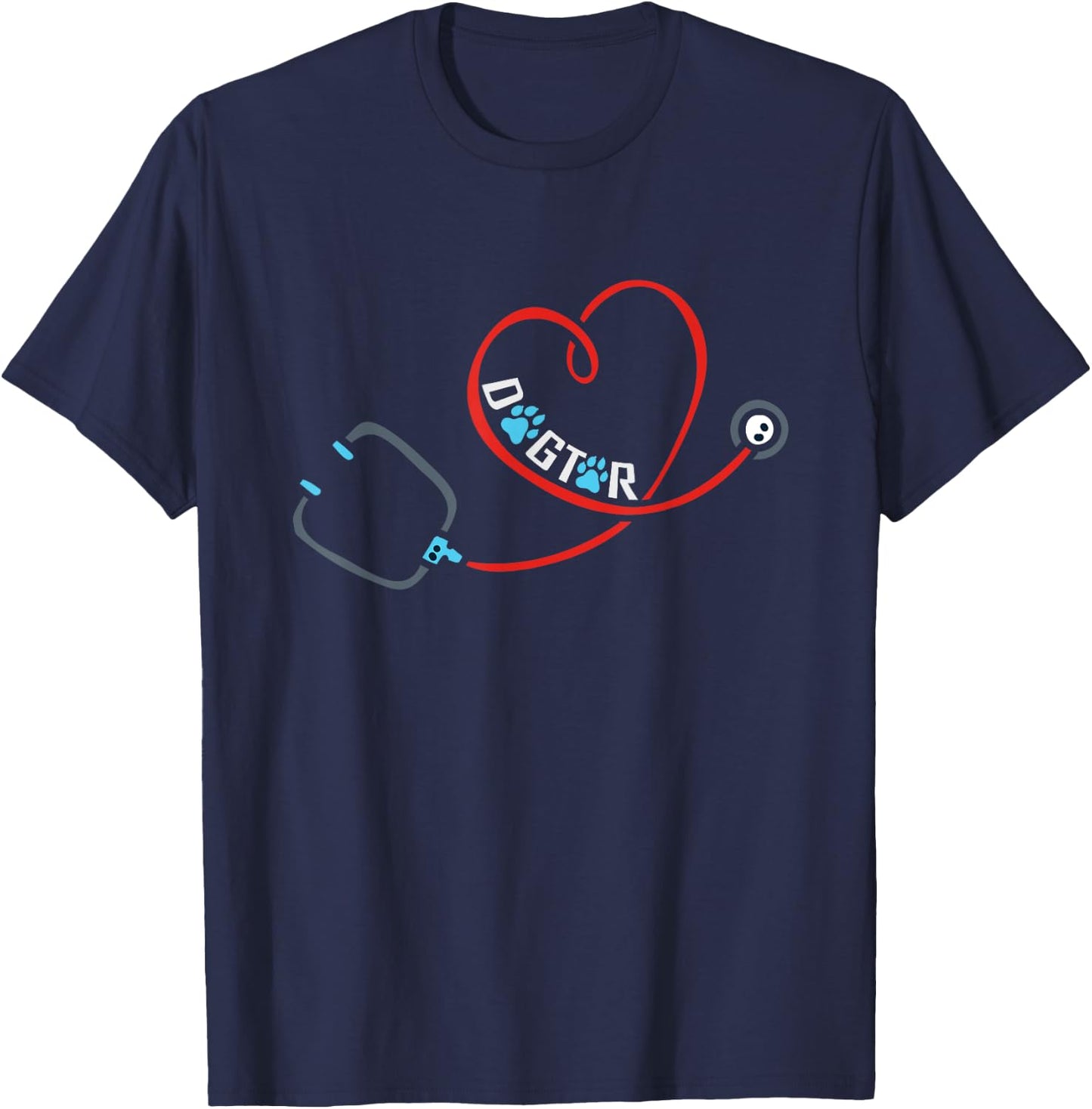 Dog Doctor Stethoscope and Veterinarian Dogtor T-Shirt - T-Shirt | Navy
