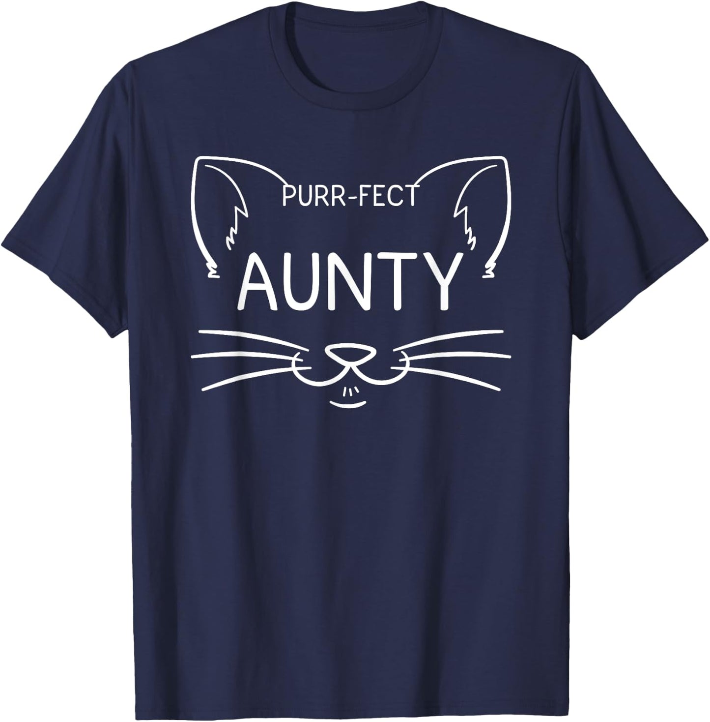 Purr-fect Aunty Funny Cat Lover Aunt Aunties Kitty Owner T-Shirt - T-Shirt | Navy