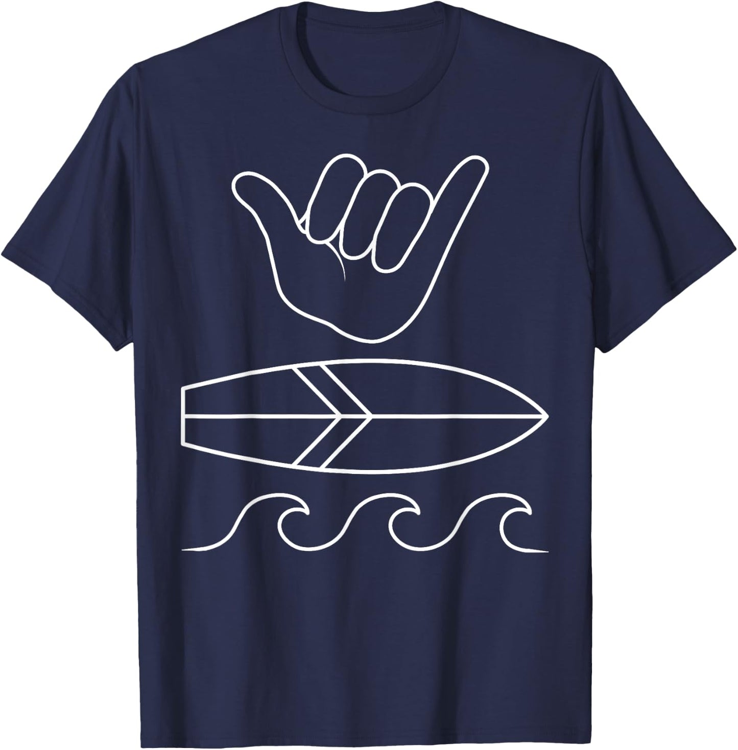 Shaka Sign Surfboard Surfer Summer Waves Surfing Surf Sport T-Shirt - T-Shirt | Navy