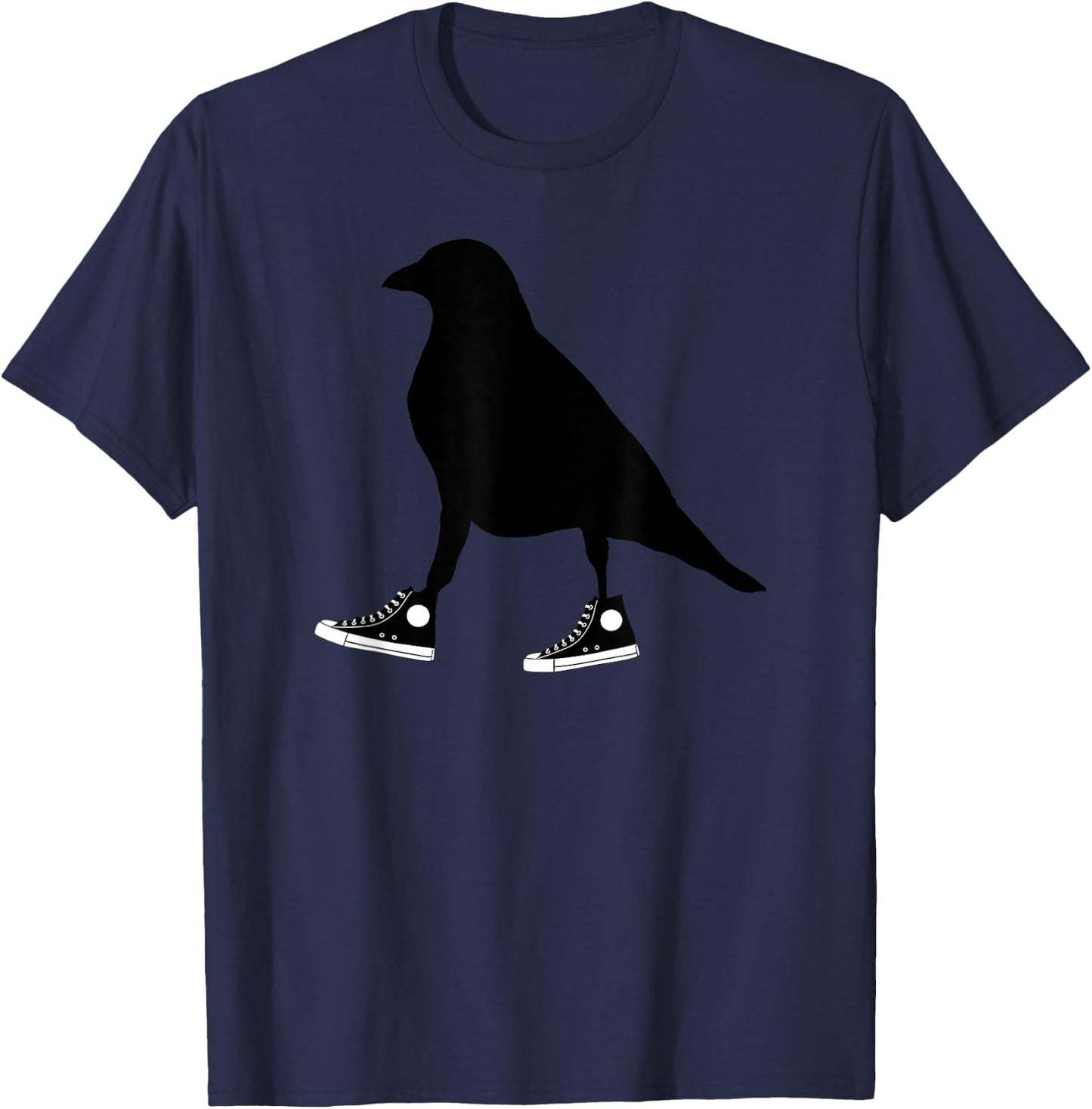 Funny Crow In Tennis Shoes Ornithology Novelty Bird Design T-Shirt - T-Shirt | Navy