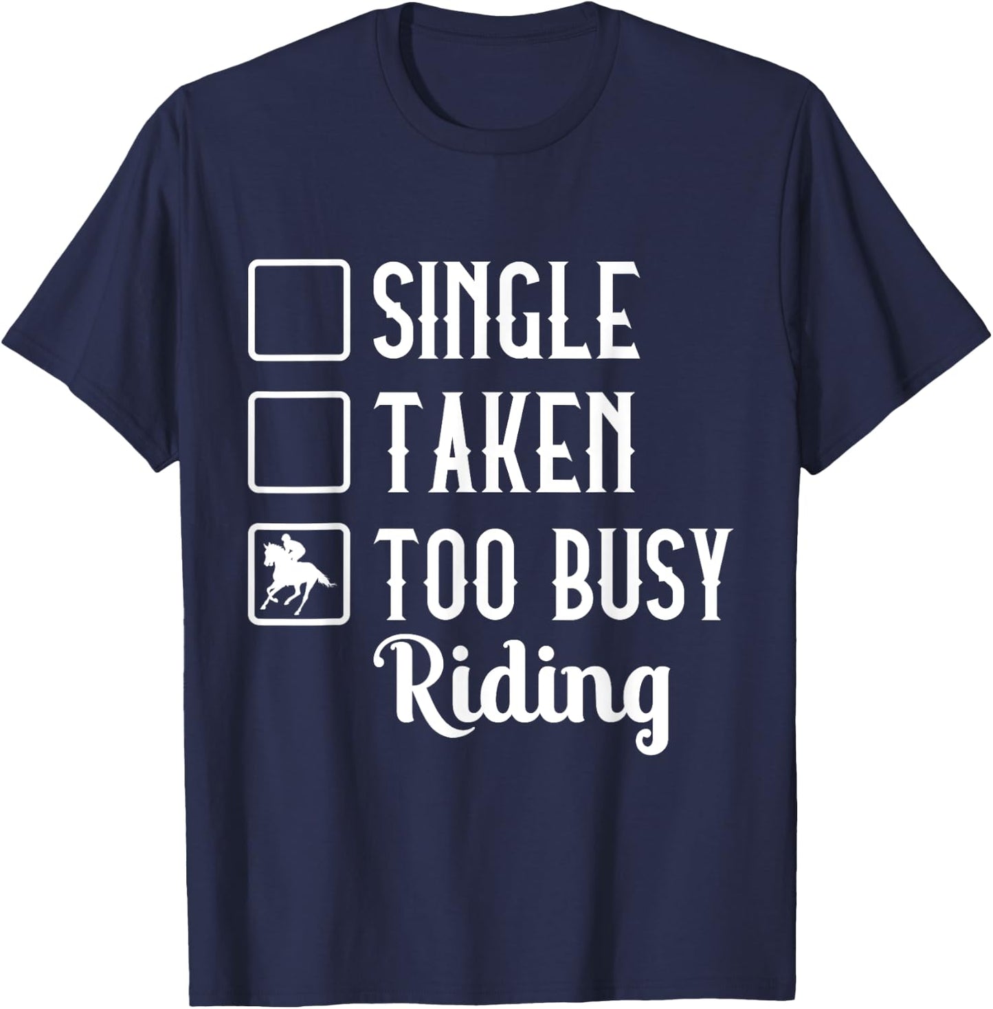 Horseback Single Taken To Busy Riding Horse Pony Arabian T-Shirt - T-Shirt | Navy