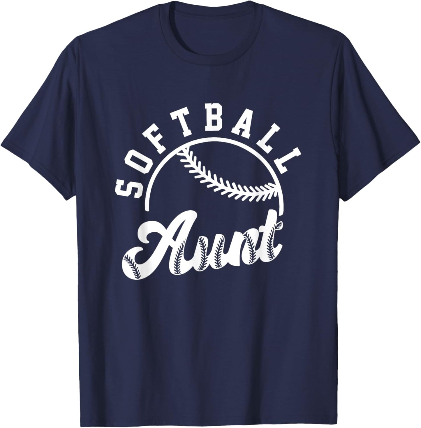 Retro Vintage Softball Aunt Love Baller Gameday Matching T-Shirt - T-Shirt | Navy