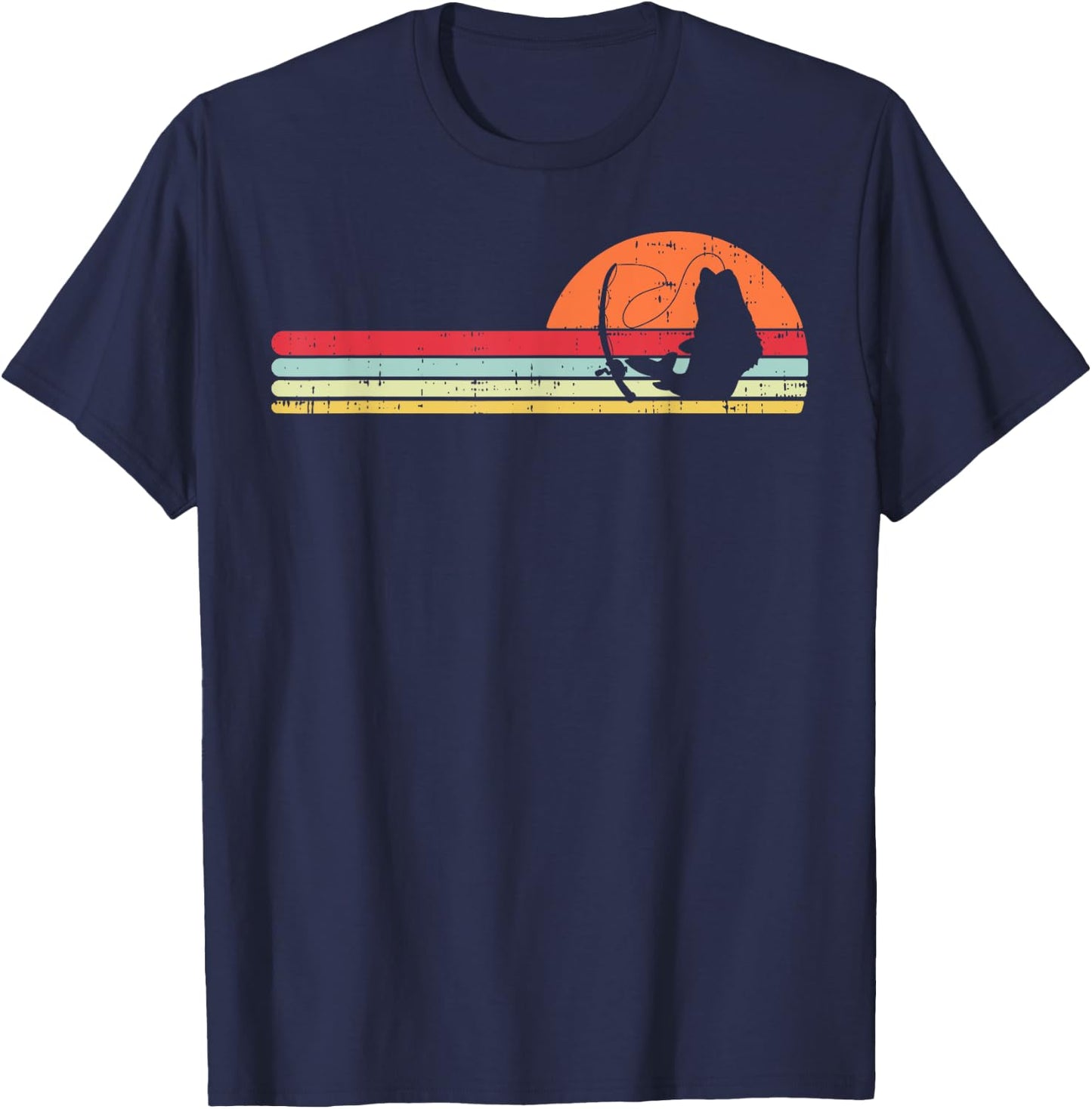 Fish Fishing Rod Sunset Retro Angling Fisherman Angler Gift T-Shirt - T-Shirt | Navy