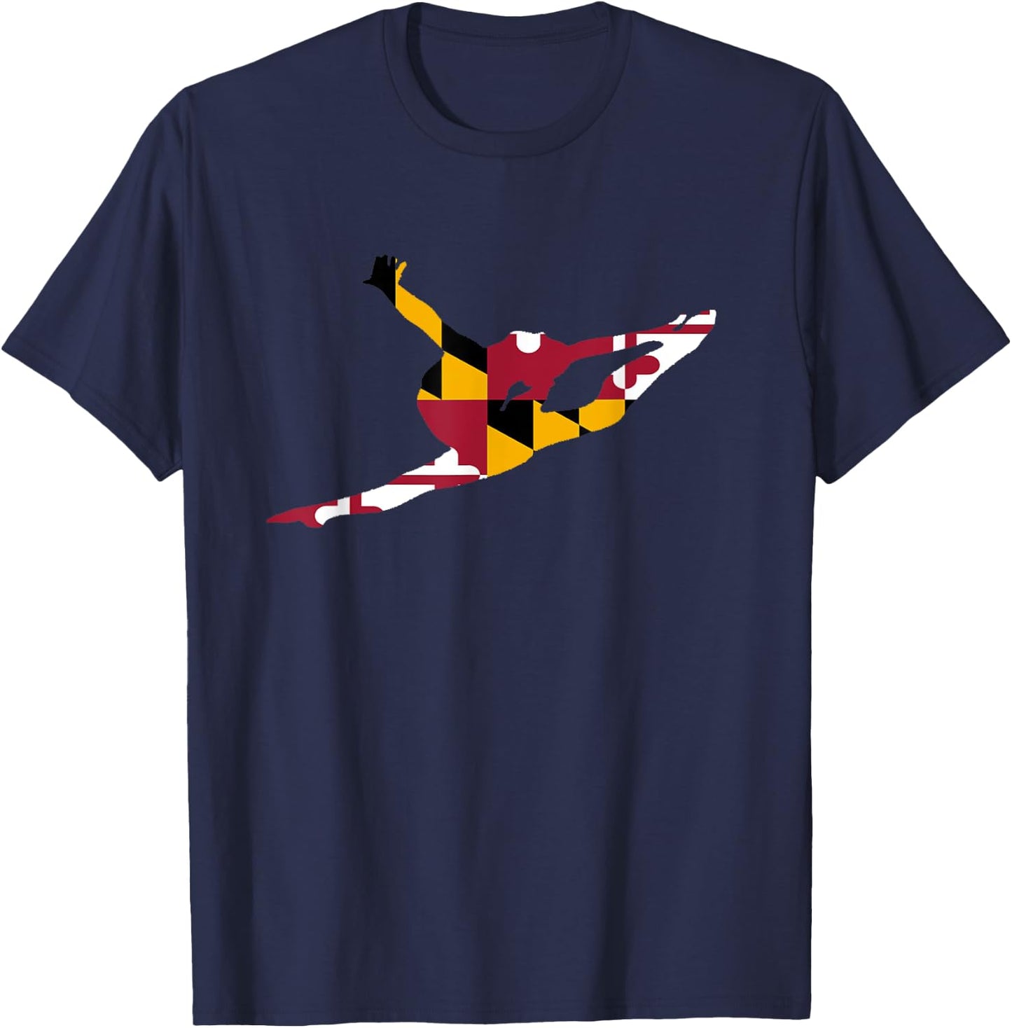 Gymnast Maryland State Flag Shirt Maryland Gymnastics T-Shirt - T-Shirt | Navy