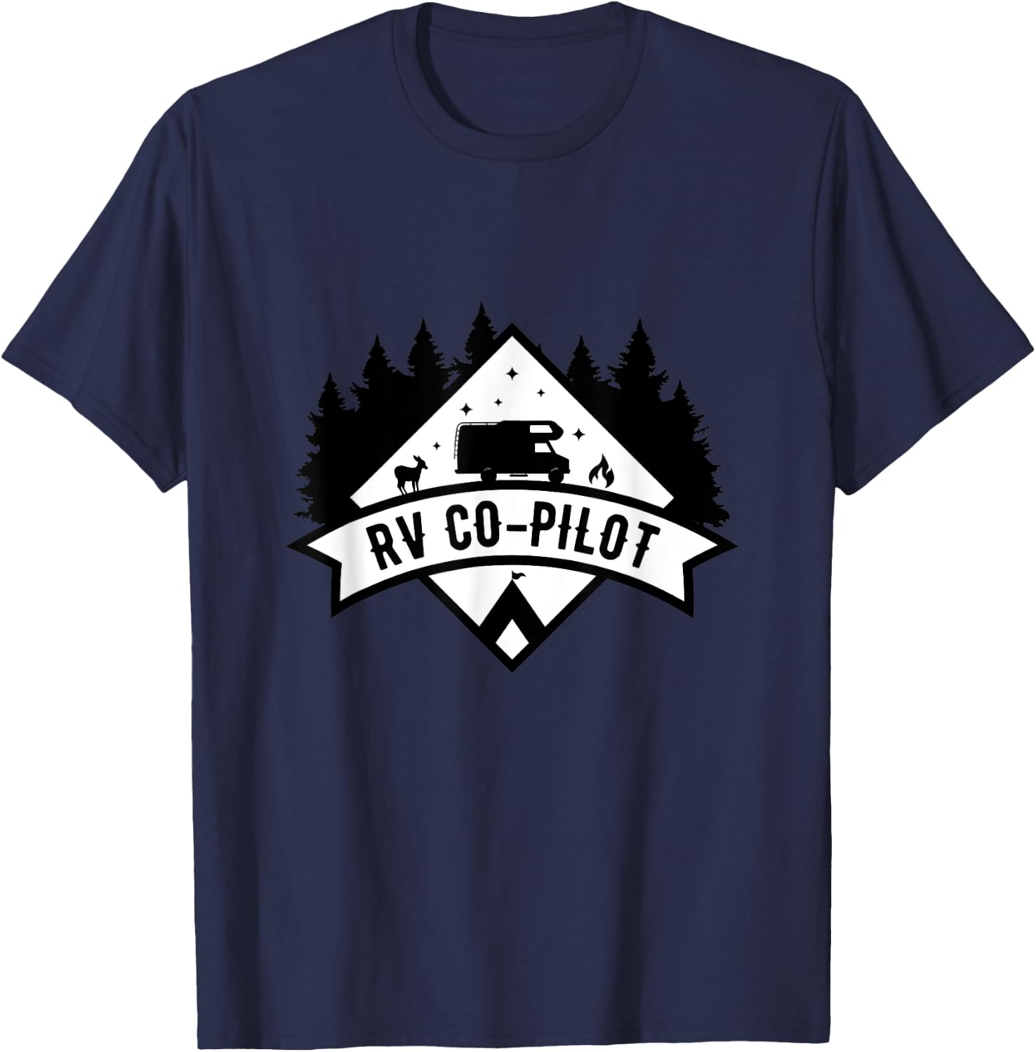 Motorhome Men Women Travel Vacation Present RV Co-Pilot T-Shirt - T-Shirt | Navy