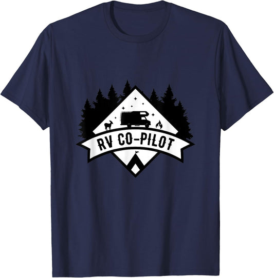 Motorhome Men Women Travel Vacation Present RV Co-Pilot T-Shirt - T-Shirt | Navy