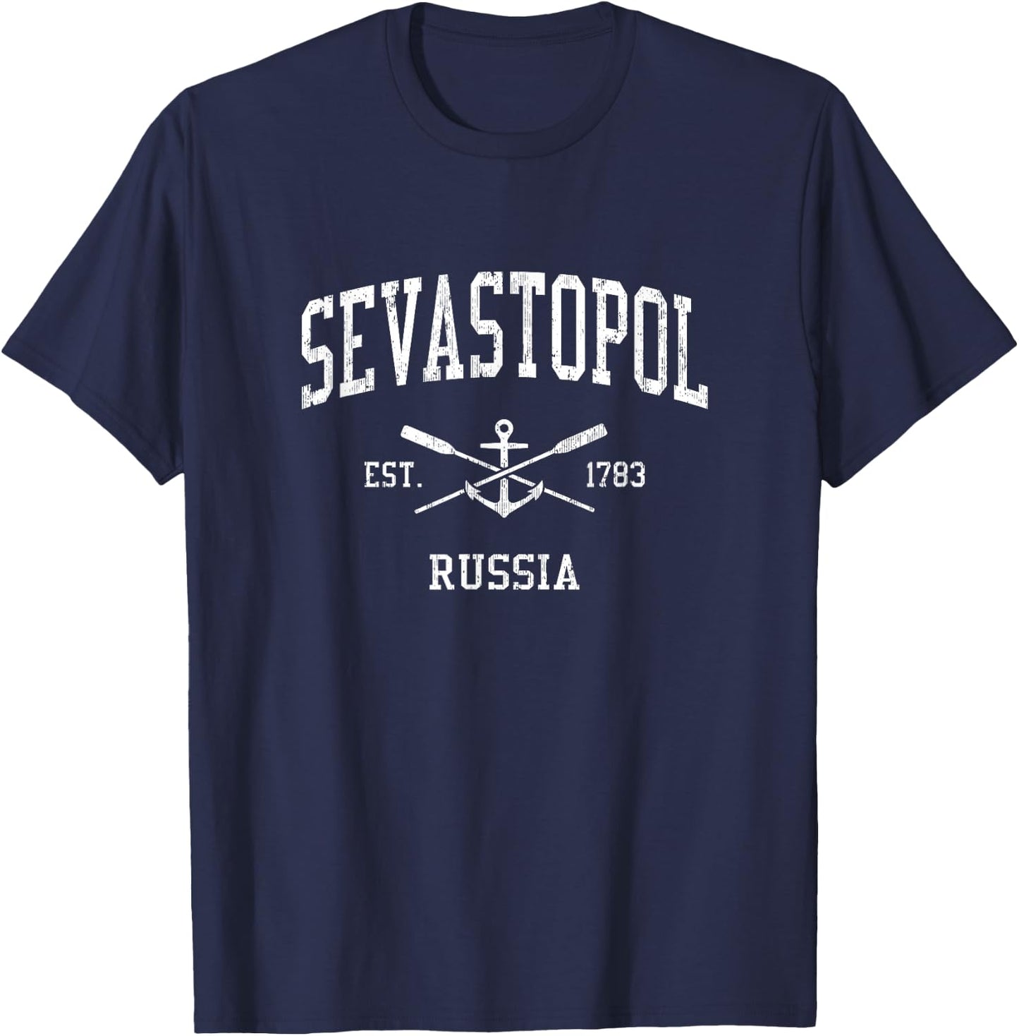 Sevastopol Vintage Crossed Oars & Boat Anchor Sports T-Shirt - T-Shirt | Navy
