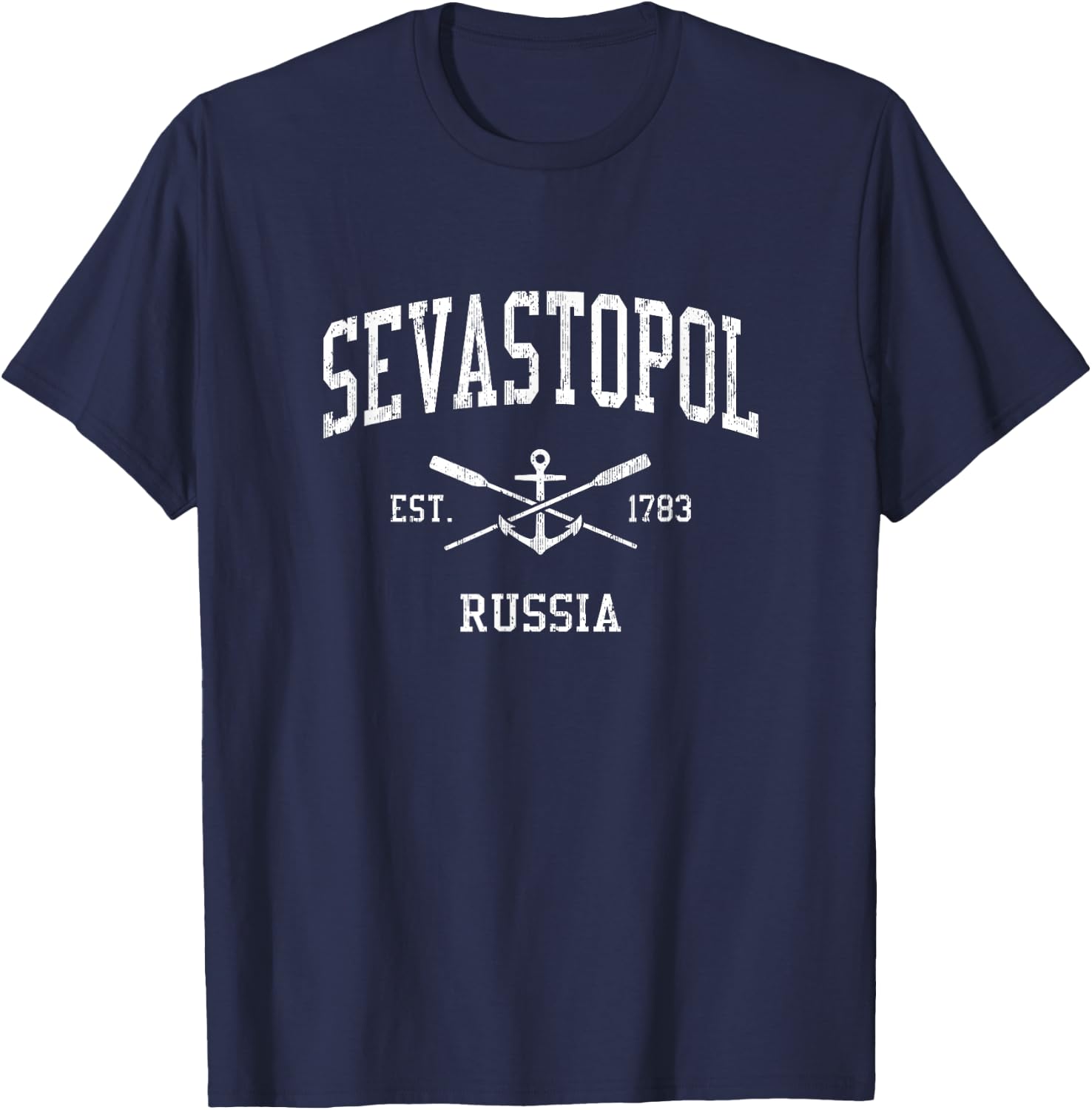 Sevastopol Vintage Crossed Oars & Boat Anchor Sports T-Shirt - T-Shirt | Navy