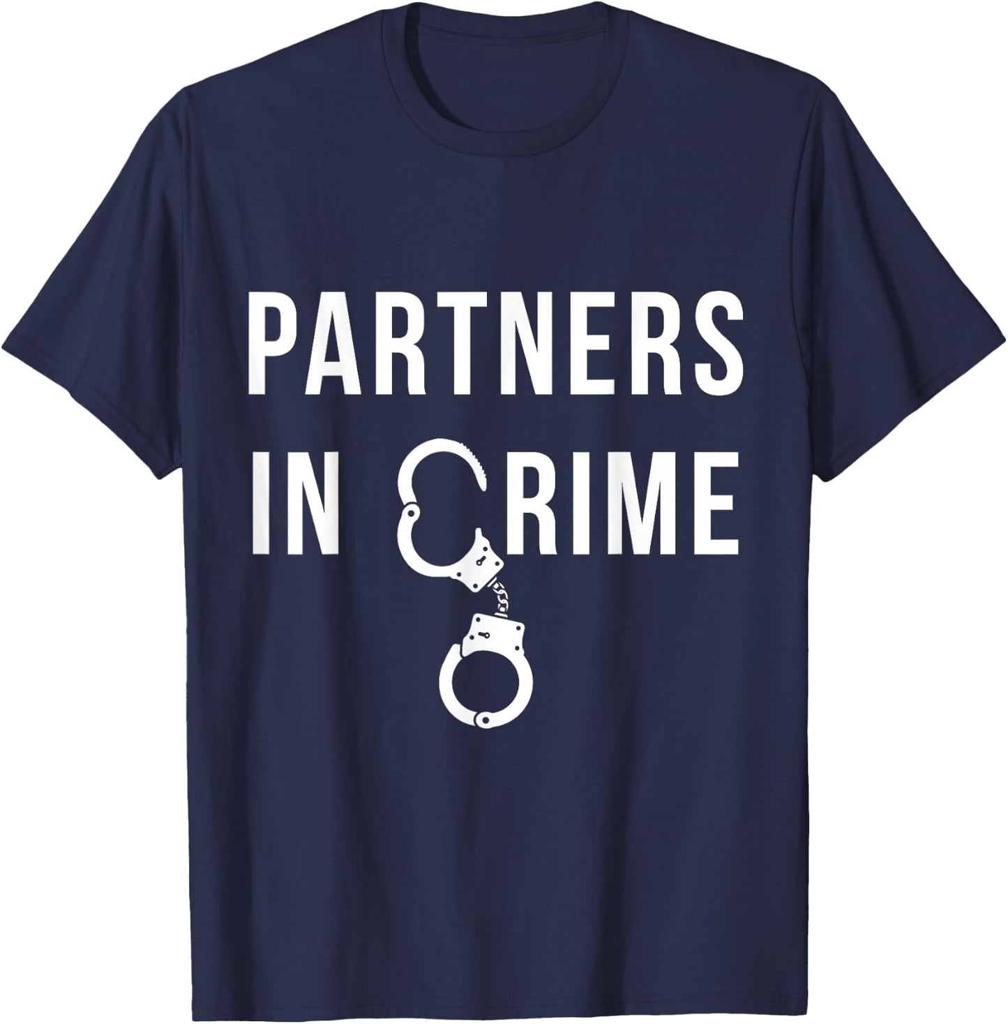 Partners in Crime Cool Matching Couple Gift T-Shirt - T-Shirt | Navy