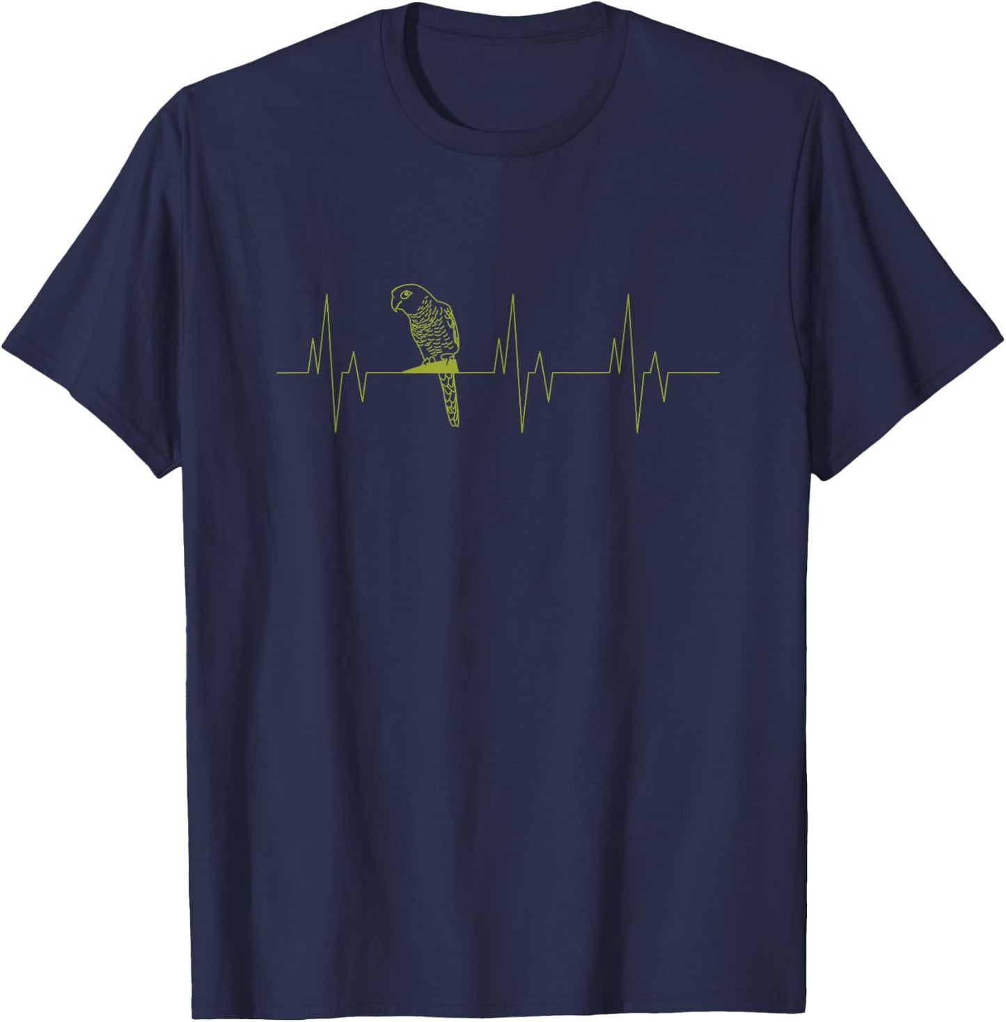 Green Cheek Conure Heartbeat Funny EKG Parrot Lovers Gift T-Shirt - T-Shirt | Navy