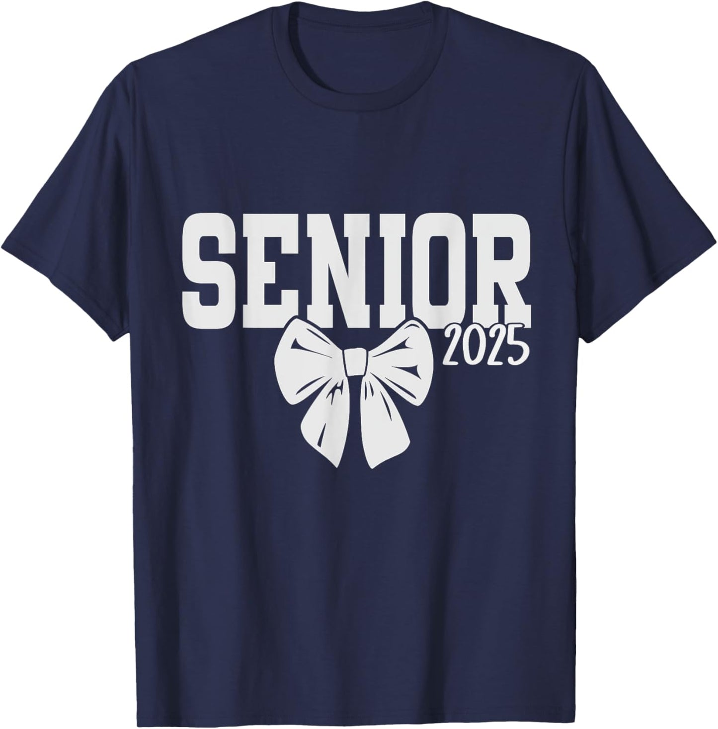Senior girls class of 2025 coquette bow pink seniors school T-Shirt - T-Shirt | Navy