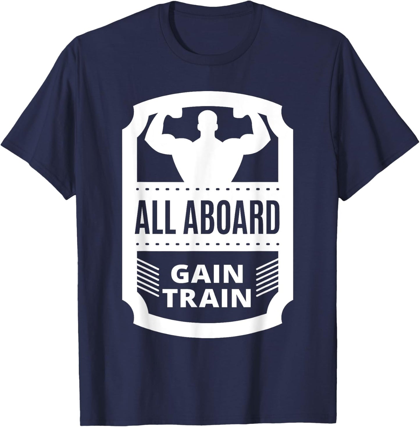 All Aboard Gain Train Weight Lifting T-Shirt - T-Shirt | Navy