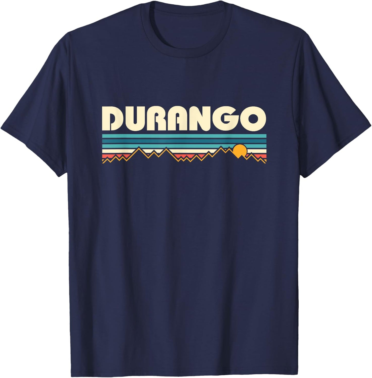 Retro Durango Colorado Mountain Sunset T-Shirt - T-Shirt | Navy