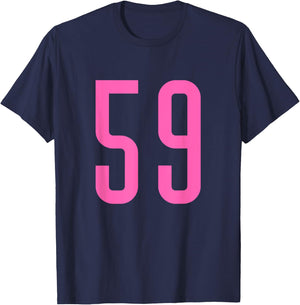 Pink Number #59 Varsity Number T-Shirt - T-Shirt | Navy
