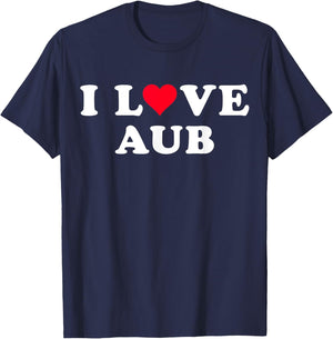 I Love Aub Matching Girlfriend & Boyfriend Aub Name T-Shirt - T-Shirt | Navy