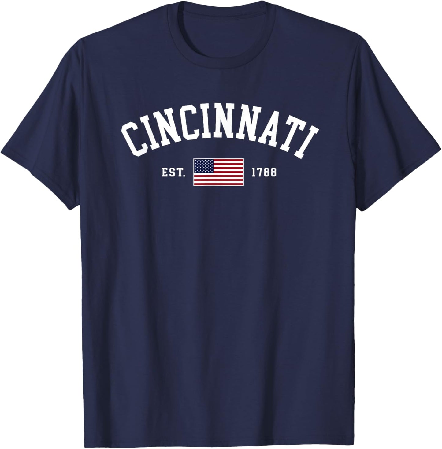 Vintage Cincinnati Ohio July 4th US Flag Retro Souvenir T-Shirt - T-Shirt | Navy
