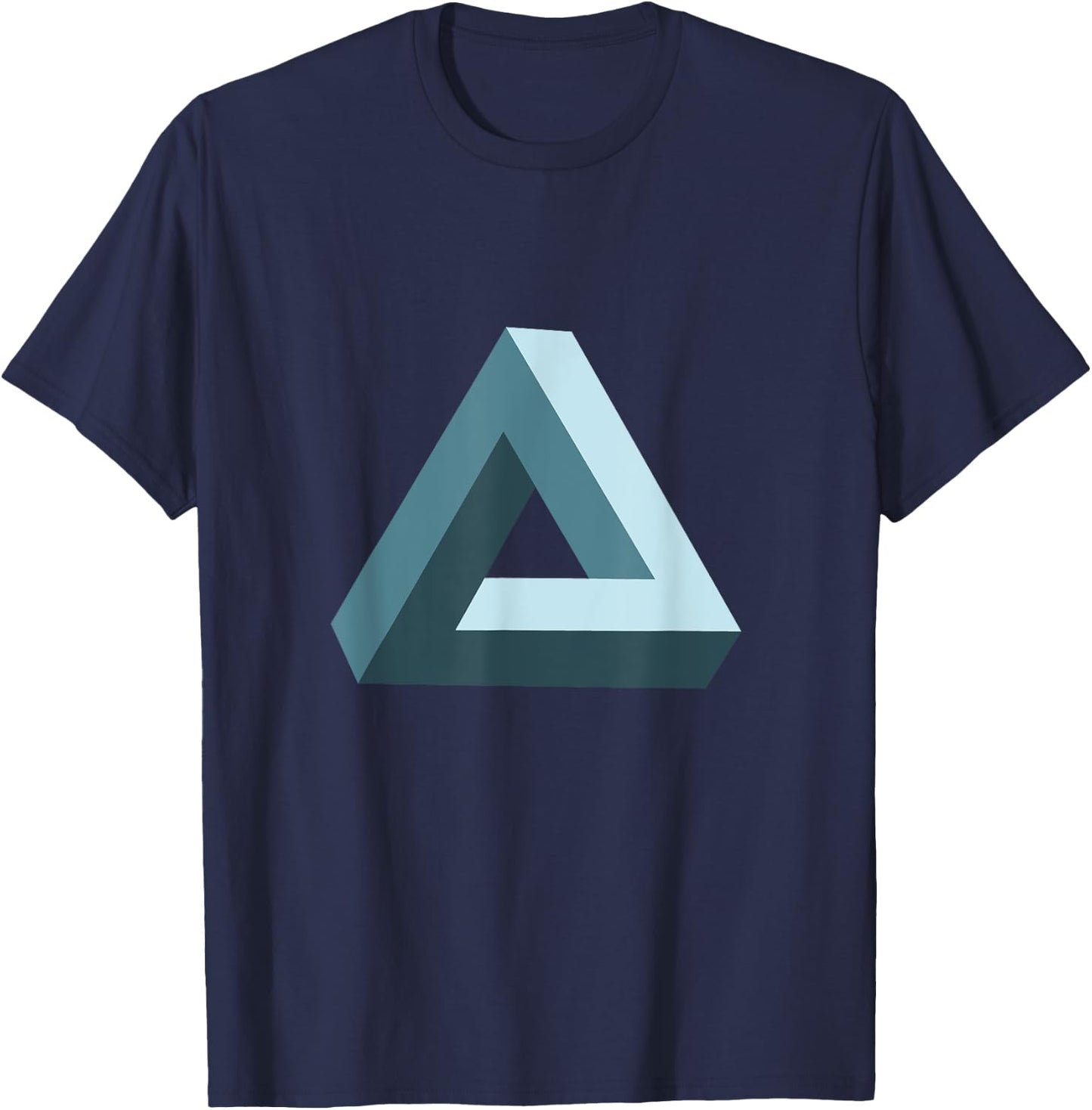Impossible Penrose Triangle 3D Optical Illusion Math Art T-Shirt - T-Shirt | Navy