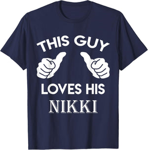 This guy loves his NIKKI gift valentine heart belongs 3 T-Shirt - T-Shirt | Navy