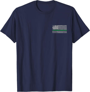 Thin Green Line American Patriotic USA Flag Men Women T-Shirt - T-Shirt | Navy