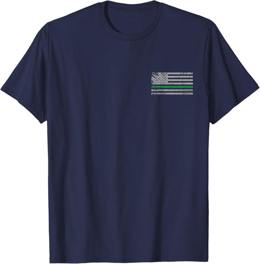 Thin Green Line American Patriotic USA Flag Men Women T-Shirt - T-Shirt | Navy