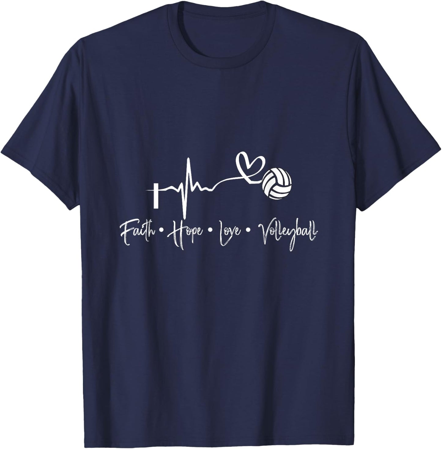 Faith Hop Love Volleyball Volleyball Funny Graphic Clothes T-Shirt - T-Shirt | Navy